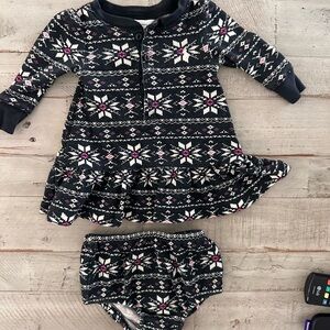 Ralph Lauren Baby Dress set. Snowflake Design waffle thermal  knit size 3M